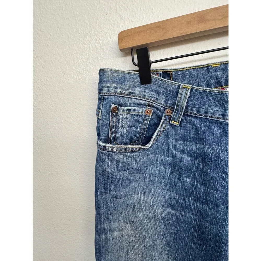 Lucky Brand Easy Rider Faded Distressed Blue Straight Jeans